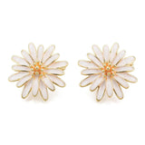 Fold Over Blomster Lås Med Hvid Emalje, Forgyldt, 25mm - Uniq Perler - 112333