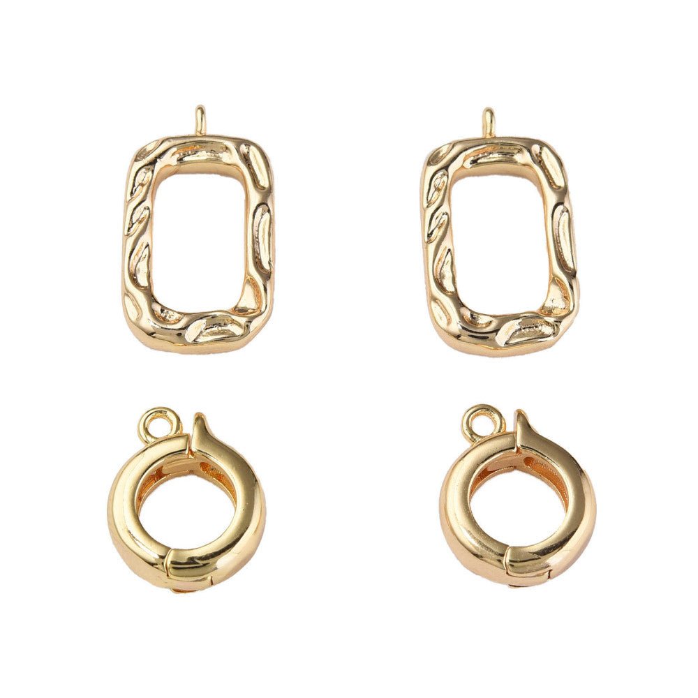 Fold Over Lås i Messing – Rektangulær, 18K Forgyldt (20.5x11.5mm) - Uniq Perler - 