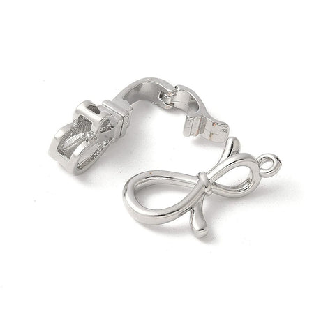 “Fold Over" Lås, Langtidsholdbar platin farvet messing, (33mm) - Uniq Perler - 114726