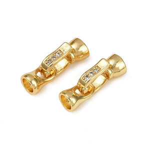 Fold Over Clasp With Zircon Stones, 18K Gold-plated, (12x6mm) - Uniq Perler - 845848383