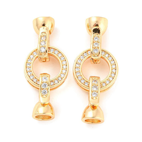 Fold Over Lås Med Zirkonia Sten, 18K Forgyldt, (12x6x7mm) - Uniq Perler - 724842