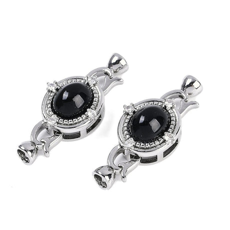 Fold Over Lås Med Zirkonia Sten, Platin Farvet, (35mm) - Uniq Perler - 113958