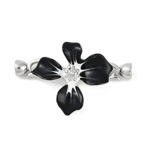 Fold Over Clasp With Zircon Stones, Platinum Colored, 43x26mm - Uniq Perler - 114130