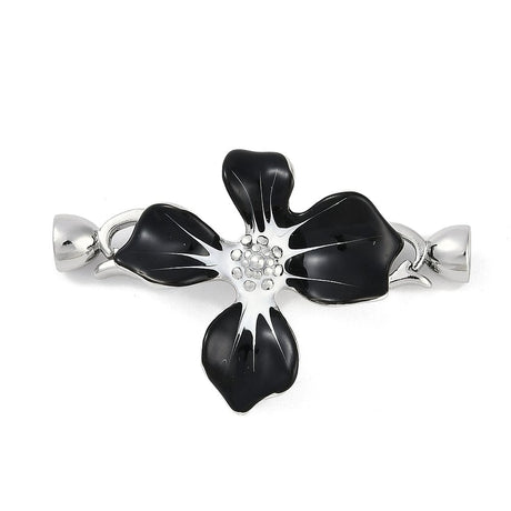 Fold Over Lås Med Zirkonia Sten, Platin Farvet, 43x26mm - Uniq Perler - 114130