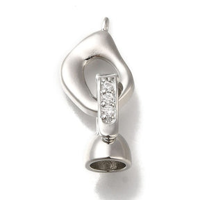Fold Over Clasp With Zirconia Stones, Platinum, 21mm - Uniq Perler - 112858