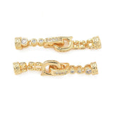 Foldelås Med Zirkonia – 18K Forgyldt Messing, Rund (32mm) - Uniq Perler - 122516