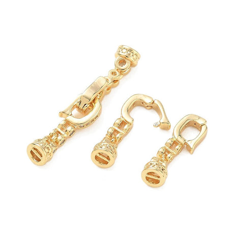 Foldelås Med Zirkonia – 18K Forgyldt Messing, Rund (32mm) - Uniq Perler - 122516