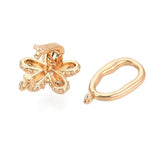 Foldelås Med Zirkonia – Blomst og Dråbe, 18K Forgyldt Messing (25,5mm) - Uniq Perler - 121247