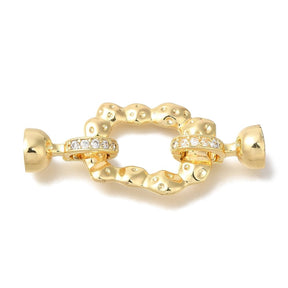 Foldelåse Med Zirkonia – 18K Forgyldt Messing (39mm) 1 stk. - Uniq Perler - 123931