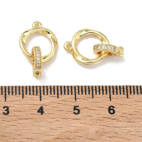 Foldelåse Med Zirkonia – 18K Langtidsholdbar Forgyldt Messing (17mm) 1 stk. - Uniq Perler - 123902