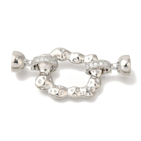 Foldelåse Med Zirkonia – Platinbelagt Messing (39mm) 1 stk. - Uniq Perler - 123933