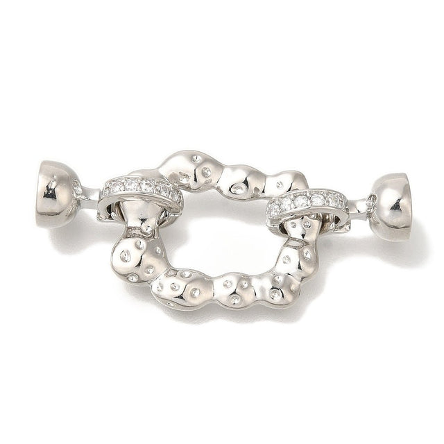 Foldelåse Med Zirkonia – Platinbelagt Messing (39mm) 1 stk. - Uniq Perler - 123933
