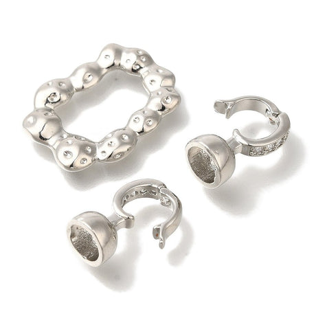 Foldelåse Med Zirkonia – Platinbelagt Messing (39mm) 1 stk. - Uniq Perler - 123933