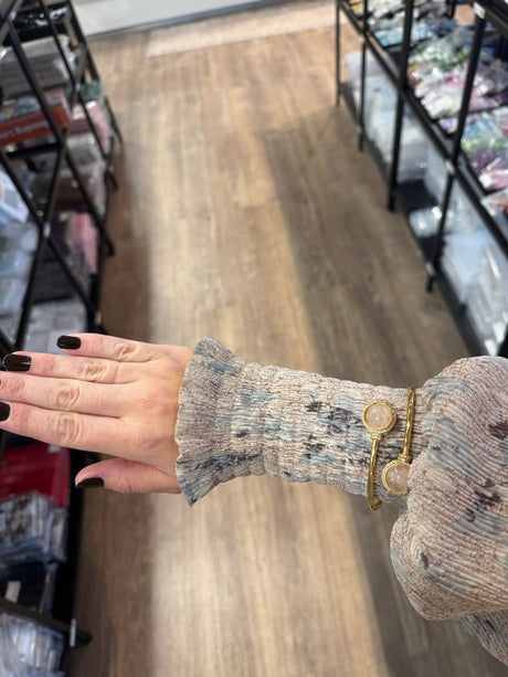 Forgylt Bangle i Messing med Klar Zirkonia og 12,5mm Til Påliming - Uniq Perler - 199284