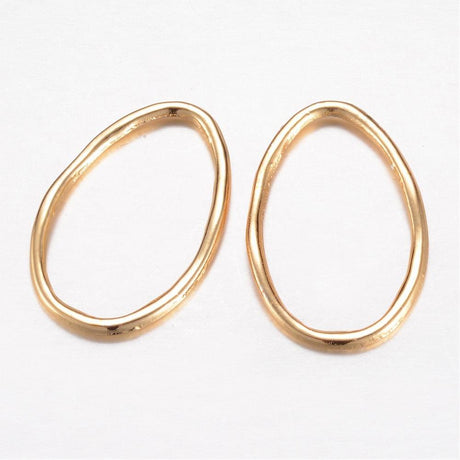 Forgyldt dråbe Links/vedhæng m.m, vandfast messing str. (33x22 mm, 2 stk.) - Uniq Perler - 351845