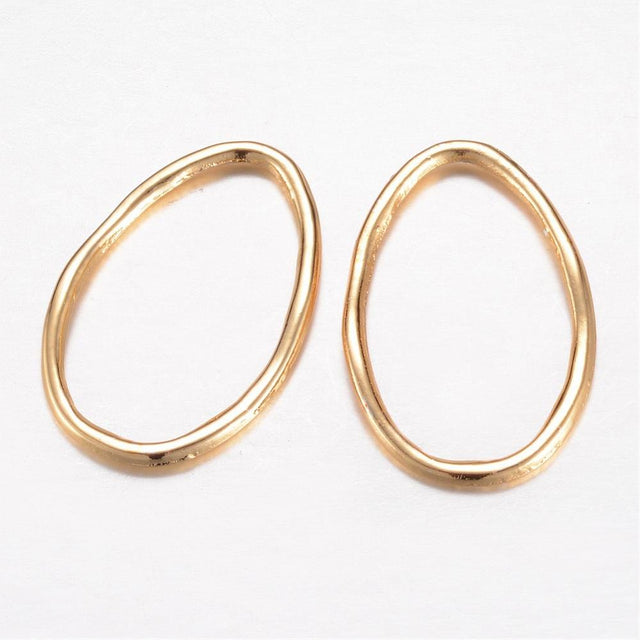 Forgyldt dråbe Links/vedhæng m.m, vandfast messing str. (33x22 mm, 2 stk.) - Uniq Perler - 351845