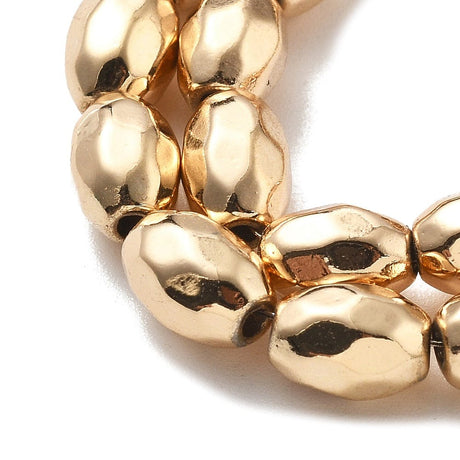 Forgyldt Hæmatit – Facetteret, Oval (4x7mm) - Uniq Perler - 114697