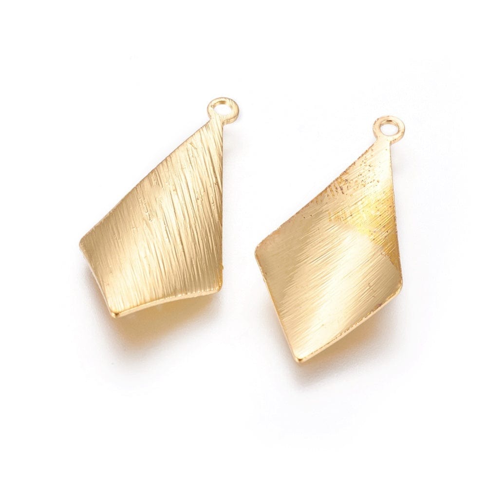 Forgyldt harlekin formet vedhæng, 24x12 mm, 10 Stk - Uniq Perler - 111701