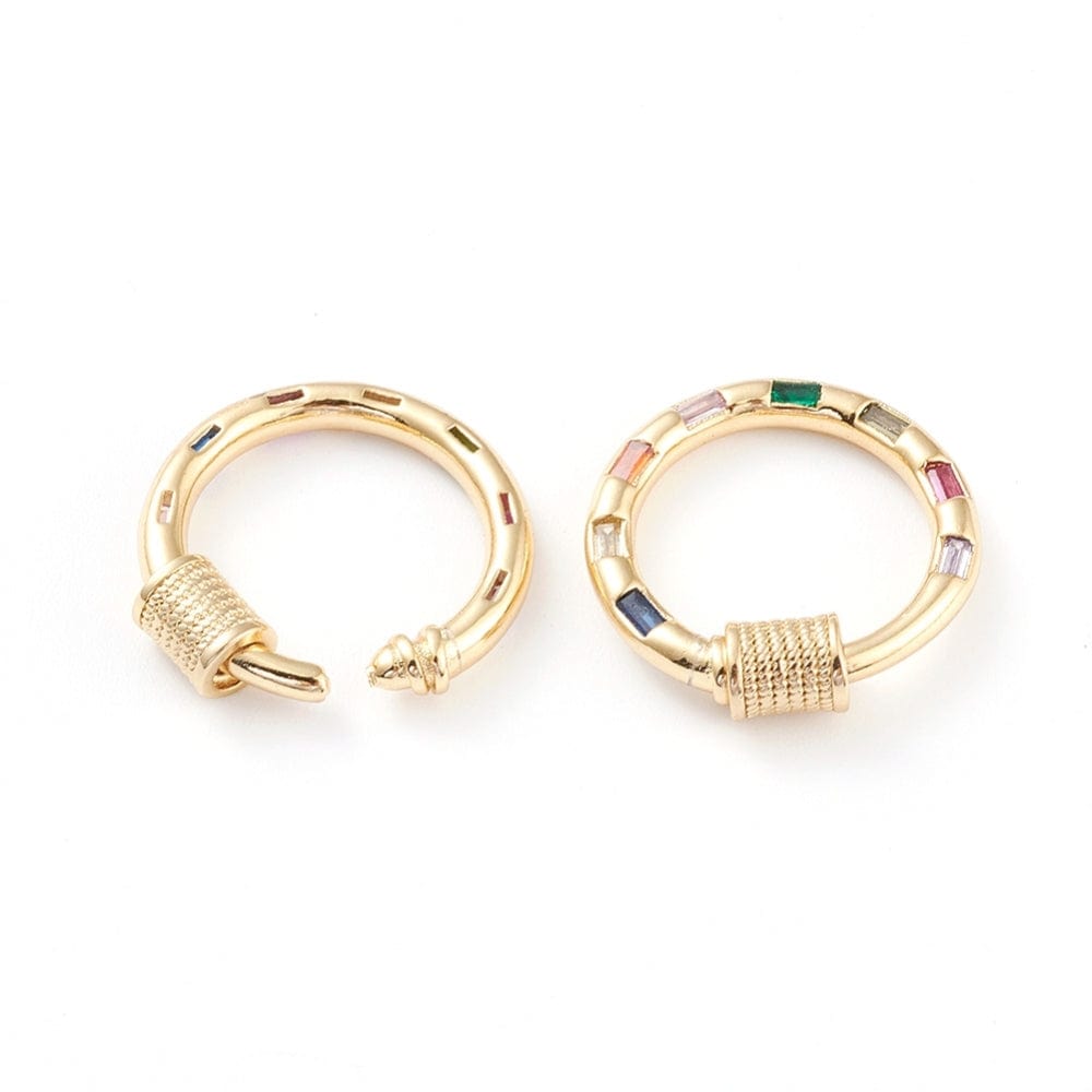 Forgyldt Karabinring – Med Zirkonia & Skrue (20mm) - Uniq Perler - 115763