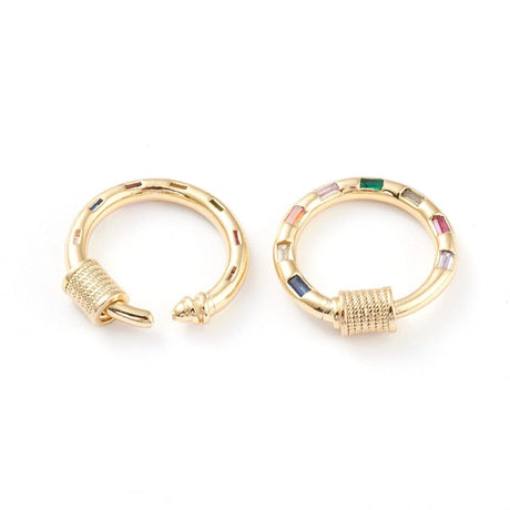 Forgyldt Karabinring – Med Zirkonia & Skrue (20mm) - Uniq Perler - 115763