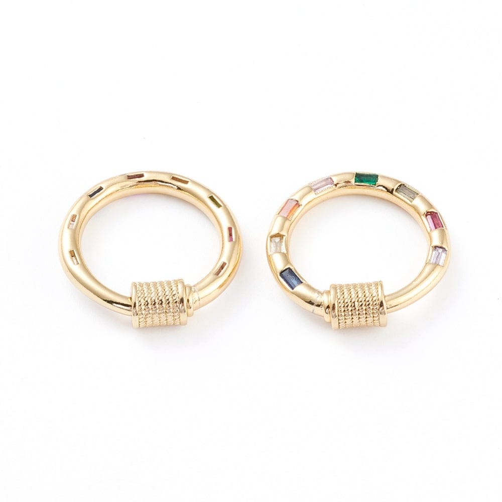 Forgyldt Karabinring – Med Zirkonia & Skrue (20mm) - Uniq Perler - 115763