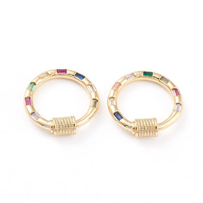 Vergoldet Karabiner-Ring – Mit Zirkonia & Schraube (20mm) - Uniq Perler - 115763