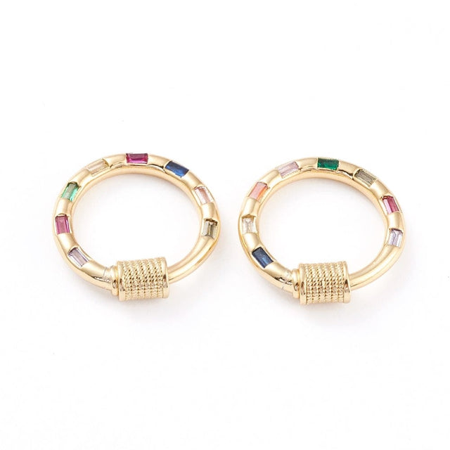 Forgyldt Karabinring – Med Zirkonia & Skrue (20mm) - Uniq Perler - 115763