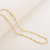 Forgyldt Messing Kæde – Håndlavet med Zirkonia Sten (1 Meter) - Uniq Perler - 