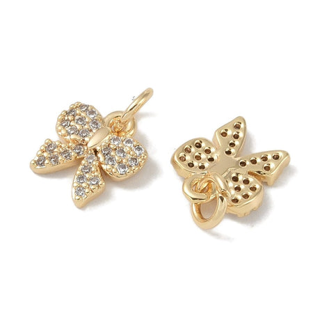 Forgyldt Sløjfe Vedhæng Med Zirkonia Sten 10,5x10 mm - Uniq Perler - 112742