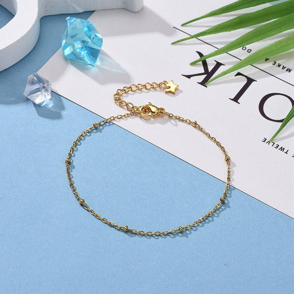 Gold-plated Steel Bracelet – Satellite chain (18.5cm) - Uniq Perler - 