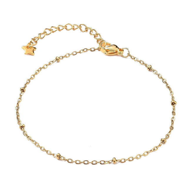 Gold-plated Steel Bracelet – Satellite chain (18.5cm) - Uniq Perler - 