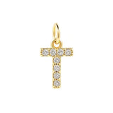 Forgyldt Stål Bogstav T Med Zirkonia Sten - Uniq Perler - 75557