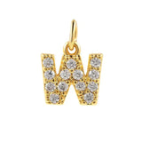 Forgyldt Stål Bogstav W Med Zirkonia Sten - Uniq Perler - 16428