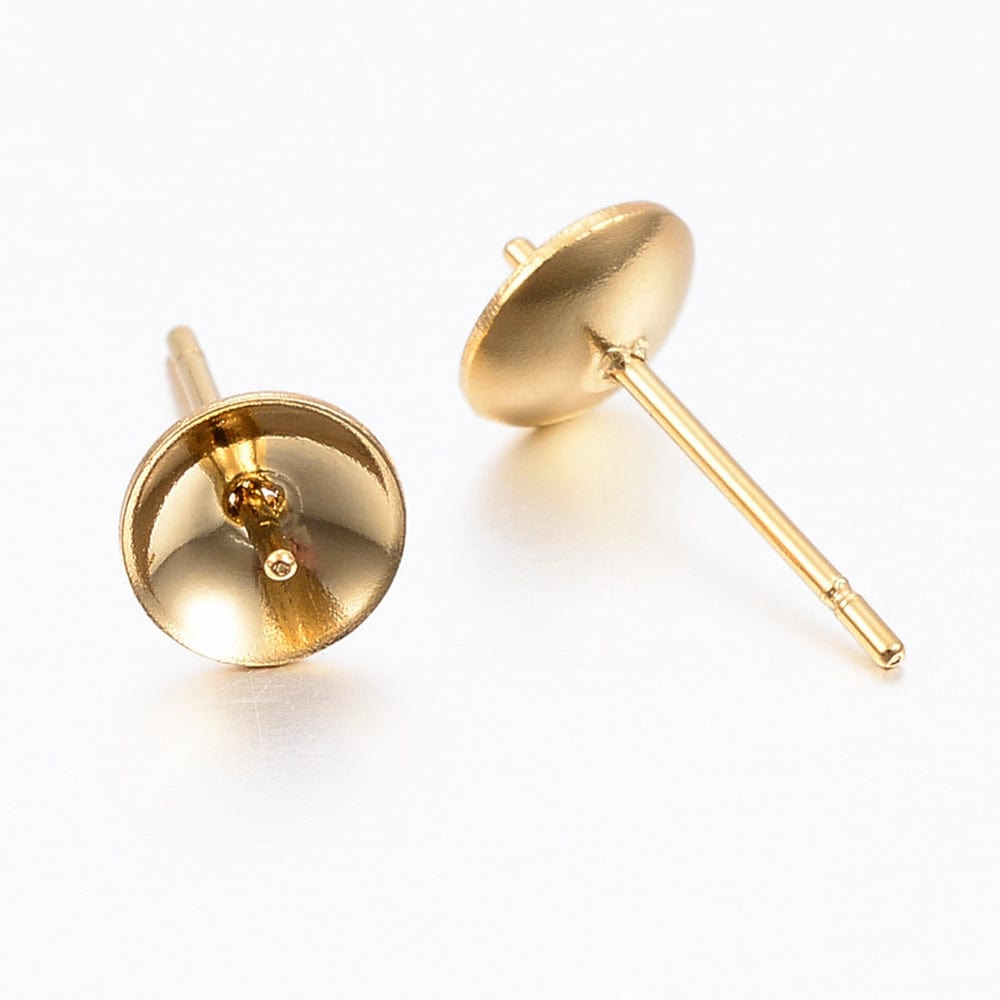 Forgyldt Stål Ørestikkere Til Top/Anboret Perler, (10 stk) - Uniq Perler - 111847