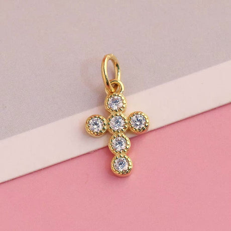 Forgyldt Sterling Sølv 925 Kors Vedhæng Med Klare Zirkronia Sten - Uniq Perler - 114400