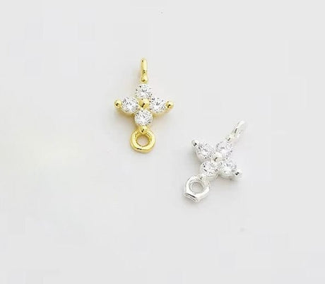 Forgyldt Sterling Sølv 925 Mellemleds Connector Med Zirkonia Sten - Uniq Perler - 114392