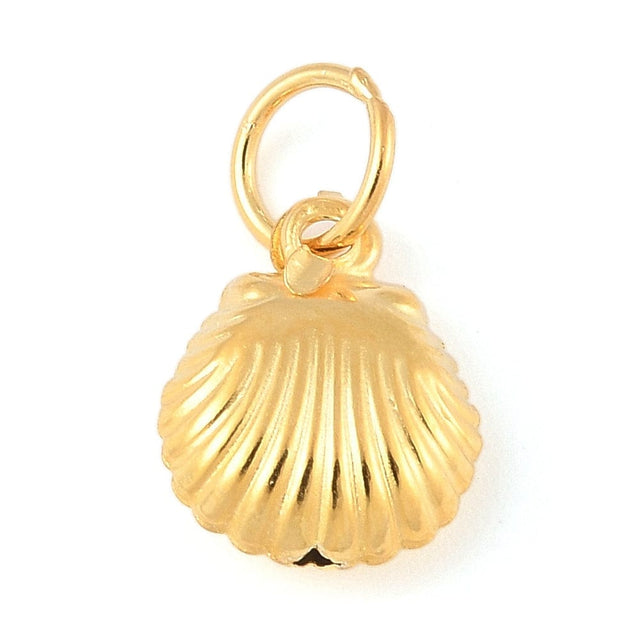 Forgyldt Sterling Sølv 925 musling Vedhæng, (13,5x8 mm) - Uniq Perler - 114993