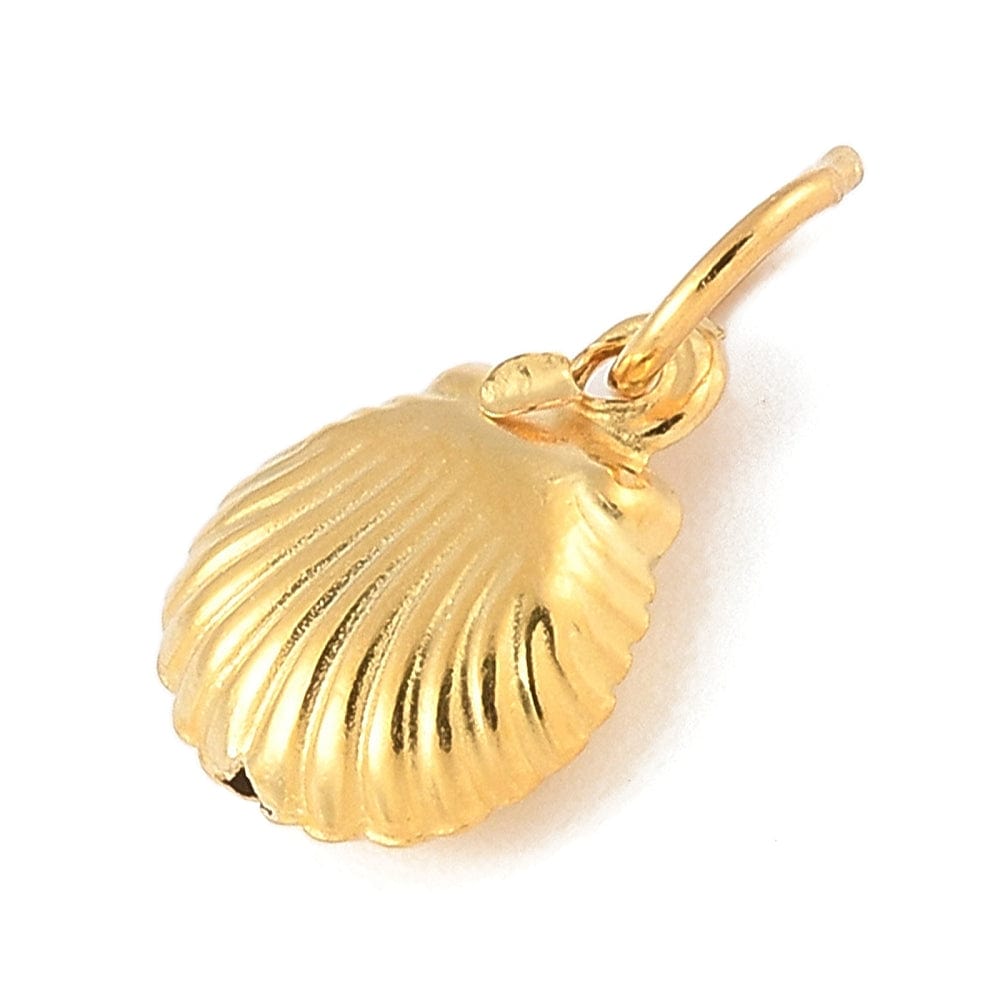 Forgyldt Sterling Sølv 925 musling Vedhæng, (13,5x8 mm) - Uniq Perler - 114993