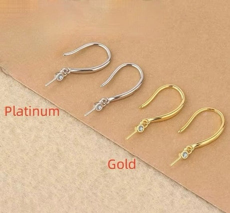 Forgyldt Sterling Sølv 925 Ørekrog Med Zirkonia Sten Til Topboret Perler - Uniq Perler - 114867