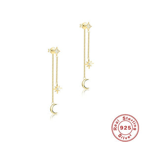 Vergoldet Sterling Silber 925 Ohrstecker mit Kette Anhänger - Uniq Perler - 561847