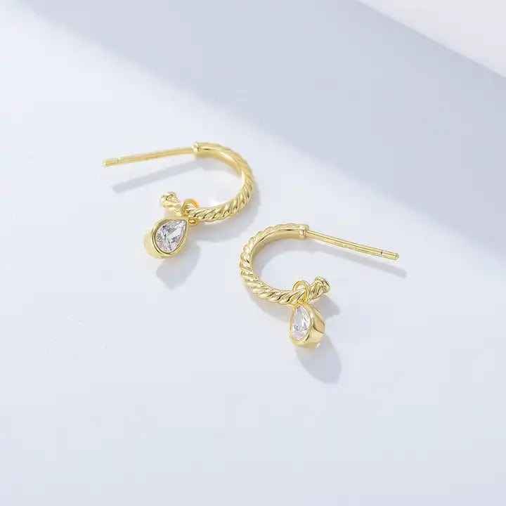 Forgyldt Sterling Sølv 925 Ørestikkere/Creoler Med Klare Zirkonia Sten - Uniq Perler - 1111490055