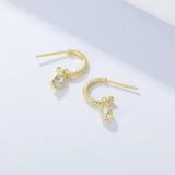 Forgyldt Sterling Sølv 925 Ørestikkere/Creoler Med Klare Zirkonia Sten - Uniq Perler - 1111490055