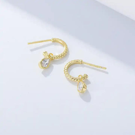 Forgyldt Sterling Sølv 925 Ørestikkere/Creoler Med Klare Zirkonia Sten - Uniq Perler - 1111490055