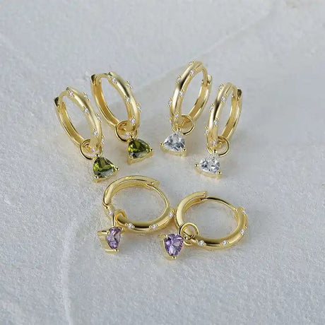 Forgyldt Sterling Sølv 925 Ørestikkere/Creoler Med Klare Zirkonia Sten - Uniq Perler - 1111490057