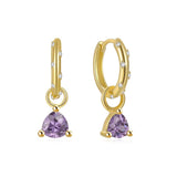 Forgyldt Sterling Sølv 925 Ørestikkere/Creoler Med Lilla Zirkonia Sten - Uniq Perler - 1111490058