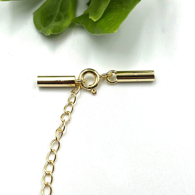 Forgyldt Sterling Sølv Endestykker Med Lås, 10x3mm - Uniq Perler - 0000014889691