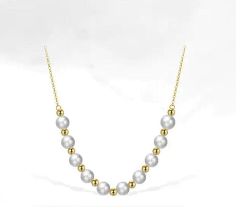 Forgyldt Sterling Sølv Halskæde Med Ferskvandsperler (6mm, 45+5cm) - Uniq Perler - 1111490053