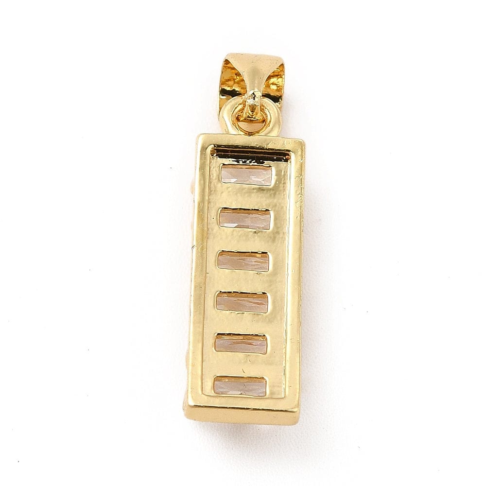 Forgyldt Vedhæng Med Zirkonia Sten 20x6,5mm - Uniq Perler - 0000014824