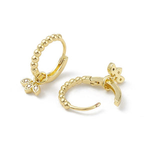 Gold-plated Hoop Earrings Zirconia Pendant - Uniq Perler - 171845