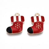 Forgyldte julesokker med farvet emalje str. 19x15 mm, 6 stk. - Uniq Perler - 113558